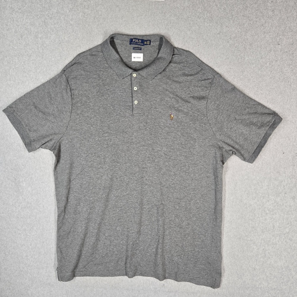 Polo Ralph Lauren Men‎ Polo 2XL Gray Embroidered Logo Classic Fit Short Sleeve